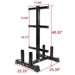 VEITEOX FTY Weight Plate Tree Rack with Barbell Bar Holder, Vertical Olympic Bumper Plates and Bar Storage Stand (Color: No Wheels)