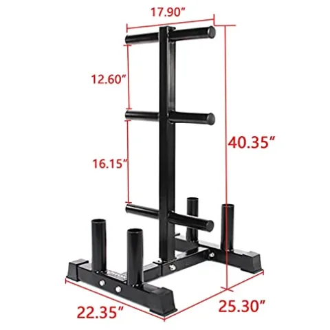 VEITEOX FTY Weight Plate Tree Rack with Barbell Bar Holder, Vertical Olympic Bumper Plates and Bar Storage Stand (Color: No Wheels)