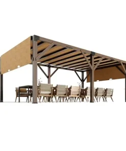 VerisShade 12 Ft x 20 Ft Cedar Pergola with Canopy Reddish-Brown