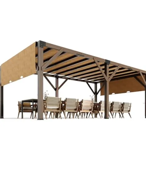 VerisShade 12 Ft x 20 Ft Cedar Pergola with Canopy Reddish-Brown