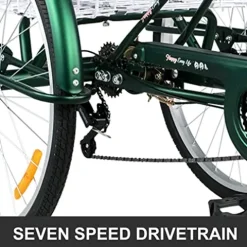 VEVOR Adult Tricycle 26” 7-Speed Folding Bike Black