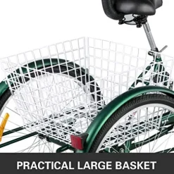 VEVOR Adult Tricycle 26” 7-Speed Folding Bike Black