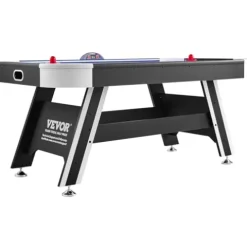 VEVOR Air Hockey Table 72″ Indoor LED Sports Game Black and White