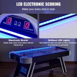 VEVOR Air Hockey Table 72″ Indoor LED Sports Game Black and White