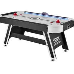VEVOR Air Hockey Table 72″ Indoor LED Sports Game Black and White