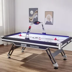 VEVOR Air Hockey Table 89″ with Electronic Score System, LED Sports Game, 2 Pushers, 2 Pucks – Black and White