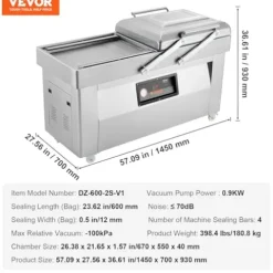 VEVOR Chamber Vacuum Sealer 1200W Silver