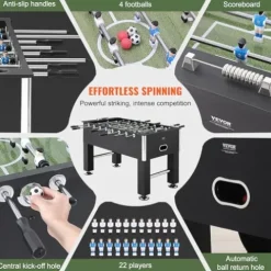 VEVOR Foosball Table 55 inch Standard Size Indoor Full Size for Home, Family, and Game Room Black