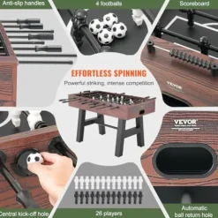 VEVOR Foosball Table 55-inch Standard Size Indoor Full Size Soccer with Foosball Table Set Walnut