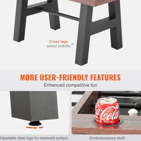 VEVOR Foosball Table 55-inch Standard Size Indoor Full Size Soccer with Foosball Table Set Walnut