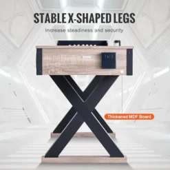 VEVOR 9ft LED Shuffleboard Table & Bowling Combo Black + Brown