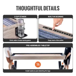 VEVOR 9ft LED Shuffleboard Table & Bowling Combo Black + Brown