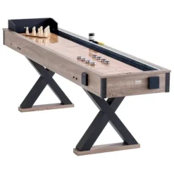 VEVOR 9ft LED Shuffleboard Table & Bowling Combo Black + Brown