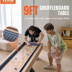 VEVOR 9ft Shuffleboard Table & Bowling Combo Black/Brown