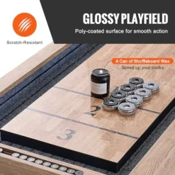 VEVOR 9ft Shuffleboard Table & Bowling Combo Black/Brown