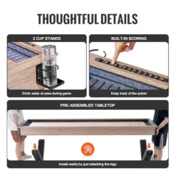 VEVOR 9ft Shuffleboard Table & Bowling Combo Black/Brown