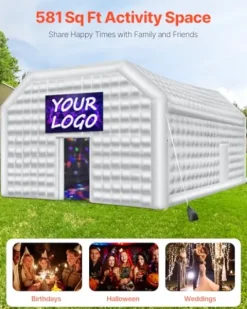 VEVOR Inflatable Nightclub Party Tent 29.5 x 19.7 x 13.1 Ft White