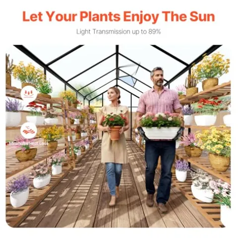 VEVOR Polycarbonate Greenhouse 8×12 Ft Black