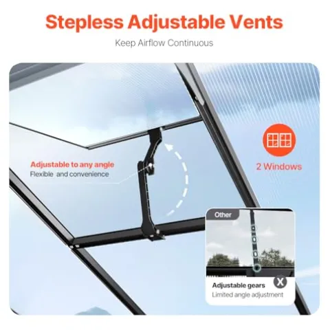 VEVOR Polycarbonate Greenhouse 8×12 Ft Black