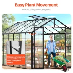 VEVOR Polycarbonate Greenhouse 8×12 Ft Black