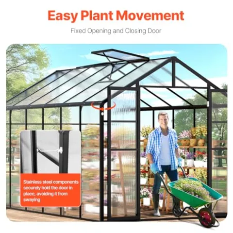 VEVOR Polycarbonate Greenhouse 8×12 Ft Black