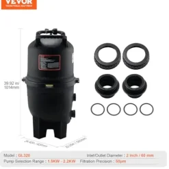 VEVOR PRO Cartridge Pool Filter Tank 320-325 Sq.Ft Upgraded Version with 4 Filters