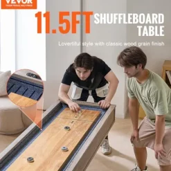 VEVOR Shuffleboard Table 11.5 ft 2-in-1 Combo Game Set Black + Brown