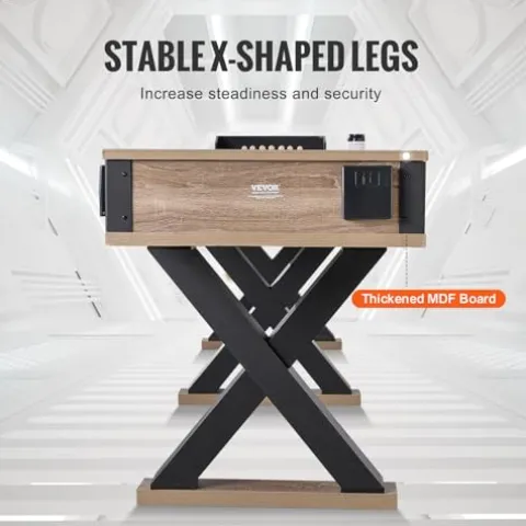 VEVOR Shuffleboard Table 11.5 ft 2-in-1 Combo Game Set Black + Brown