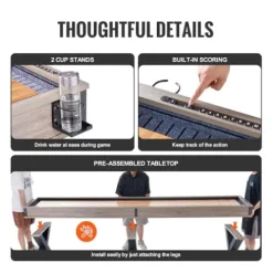 VEVOR Shuffleboard Table 11.5 ft 2-in-1 Combo Game Set Black + Brown