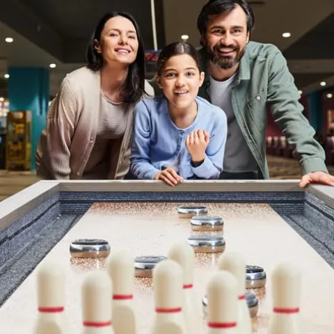 VEVOR Shuffleboard Table 11.5 ft 2-in-1 Combo Game Set Black + Brown