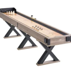 VEVOR Shuffleboard Table 11.5 ft 2-in-1 Combo Game Set Black + Brown