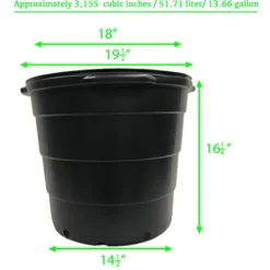 Viagrow 15 Gallon Round Nursery Trade Pots 480 Pack Black