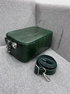 Vietnam Genuine Alligator Crocodile Leather Golf Shoe Bag Dark Green