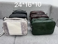 Vietnam Genuine Alligator Crocodile Leather Golf Shoe Bag Dark Green