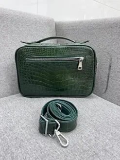 Vietnam Genuine Alligator Crocodile Leather Golf Shoe Bag Dark Green
