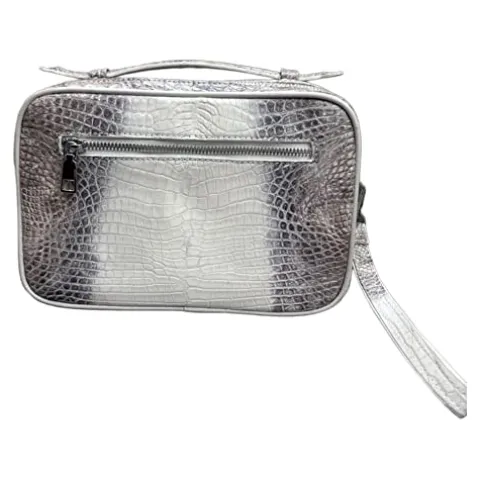 Vietnam Genuine Himalayan Alligator Crocodile Leather Golf Shoe Bag White and Grey