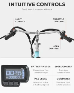 Viribus 26″ Electric Tricycle for Adults, 7 Speed Electric Trike with 350W Motor UL Certified 36V 13Ah Battery, Aqua