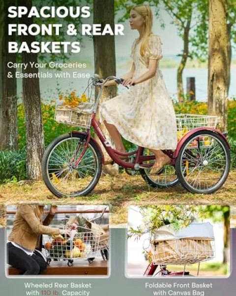 Viribus Adult Tricycle 7 Speed 24″ Red