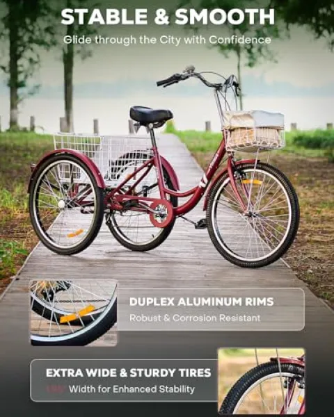 Viribus Adult Tricycle 7 Speed 24″ Red