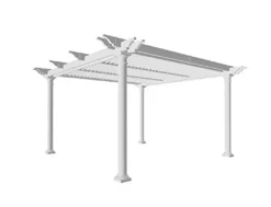 Vita 12×12 Foot White Vinyl Aberdeen Pergola with Adjustable Shade Louvres