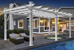 Vita 12×16 Foot White Vinyl Barcelona Flat Top Pergola