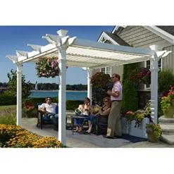 Vita Avalon 10′ x 10′ Adjustable Louvered Vinyl Pergola White