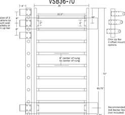 Vita Barre VSB36-80 – 36″ Wide Stall Bars (Swedish Bars) – 80″ Tall