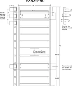 Vita Barre VSB36-80 – 36″ Wide Stall Bars (Swedish Bars) – 80″ Tall
