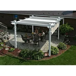 Vita Camelot 12′ x 12′ Adjustable Louvered Vinyl Pergola White