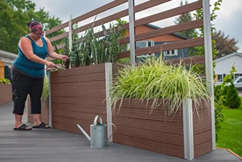 Vita Urbana 11-Foot Embossed Vinyl Parklette Planter Combo with Trellis Espresso Brown