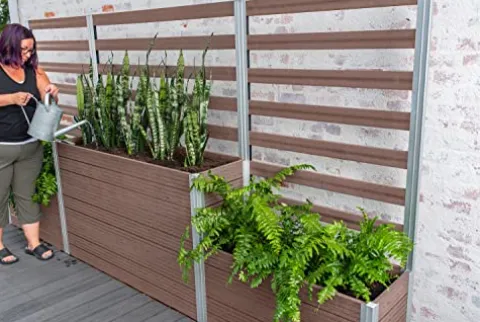 Vita Urbana 11-Foot Embossed Vinyl Parklette Planter Combo with Trellis Espresso Brown