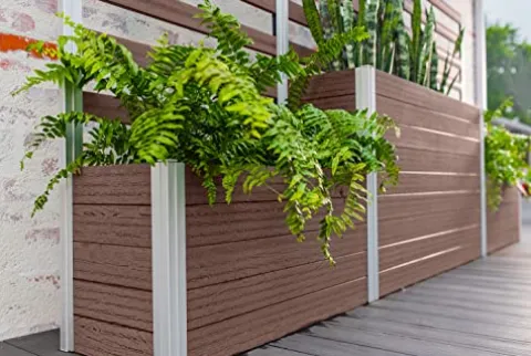 Vita Urbana 11-Foot Embossed Vinyl Parklette Planter Combo with Trellis Espresso Brown