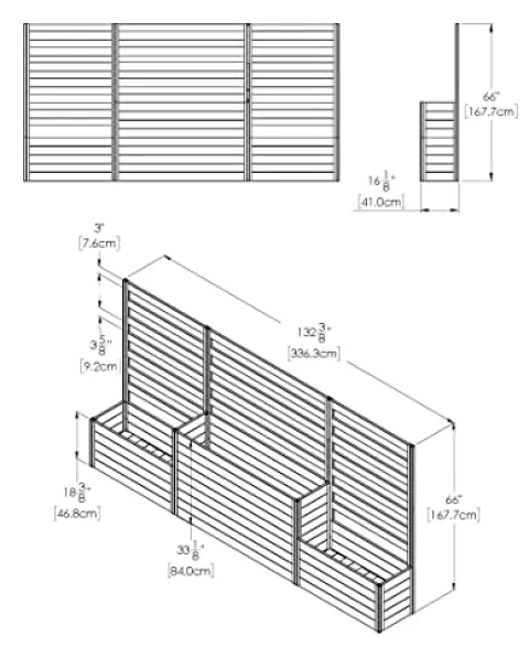 Vita Urbana 11-Foot Embossed Vinyl Parklette Planter Combo with Trellis Espresso Brown
