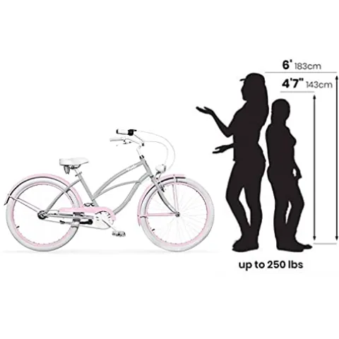 Vivelo LA Donna Beach Cruiser for Women Complete Bike Aluminium Lightweight Frame 26-Inch 7-Speed Adele